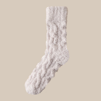 Chaussettes chaudes d'hiver en molleton de corail pour femmes et hommes, chaussettes de sol en velours épais pour dormir à la maison