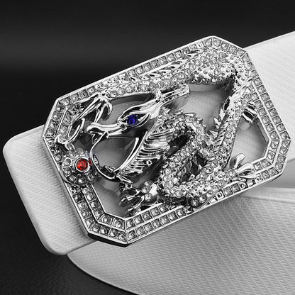 Men's Faucet Belt White Golden Smooth Buckle - Luxurious Flow