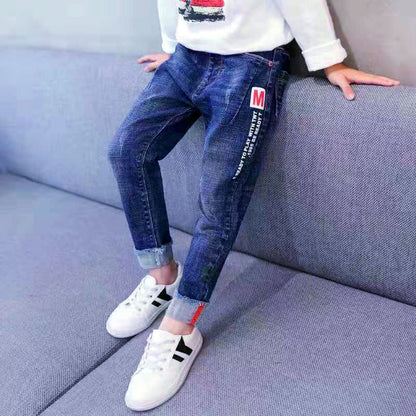 Boys Jeans Autumn And Winter New One-piece Velvet