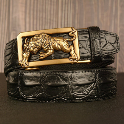 Men's Double Leather With Automatic Belt Buckle