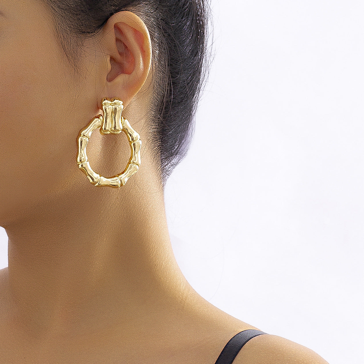 Hip Hop Style Simple Round Bamboo Stud Earrings