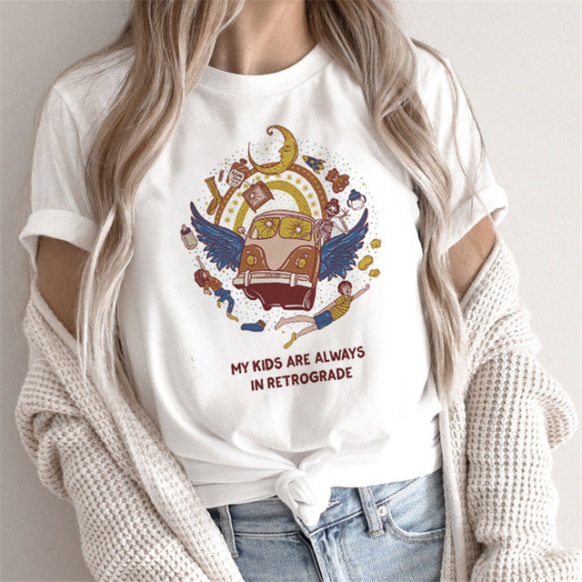 Fashion Tarot Women Print T-shirts Female Cartoon Tops