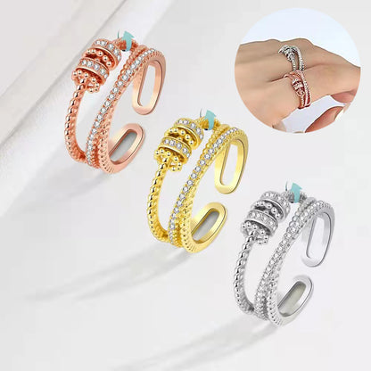 Turnable Anxiety Rings With Bead Relieve Stress Rings For Women Men Jewelry