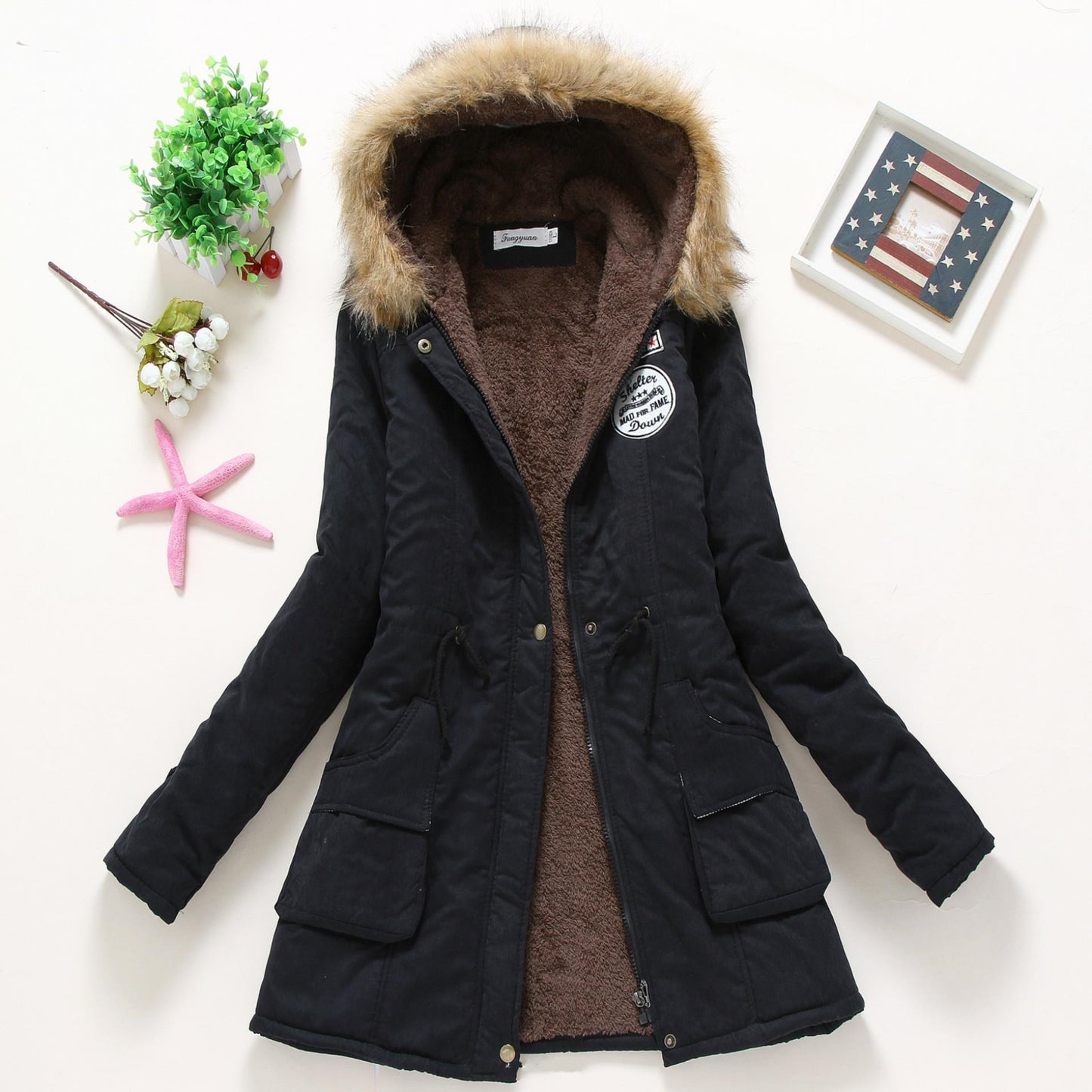 Veste d'hiver à capuche pour femmes, manteaux chauds à la mode pour dames, hauts