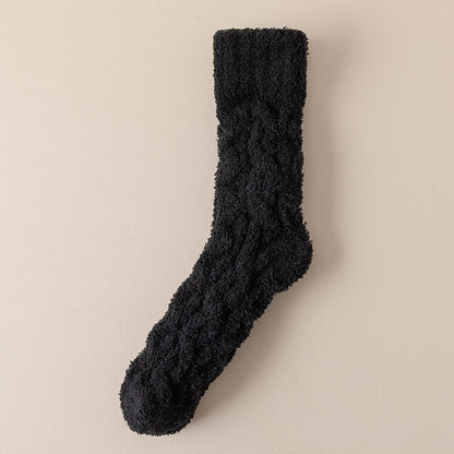 Chaussettes chaudes d'hiver en molleton de corail pour femmes et hommes, chaussettes de sol en velours épais pour dormir à la maison