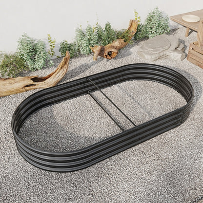 Oval metallförhöjd trädgårdsbädd