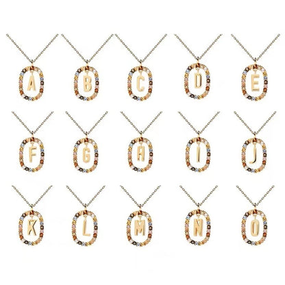 Färgad Rhinestone halsband 26 alfabetet halsband 18K modesmycken