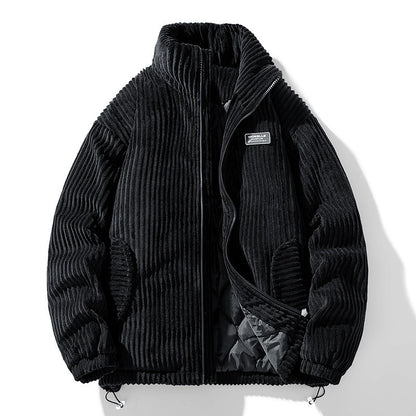 Winter Corduroy Cotton-padded Coat Warm Stand Collar Zipper Jacket Casual Outdoor Streetwear Men's Clothing