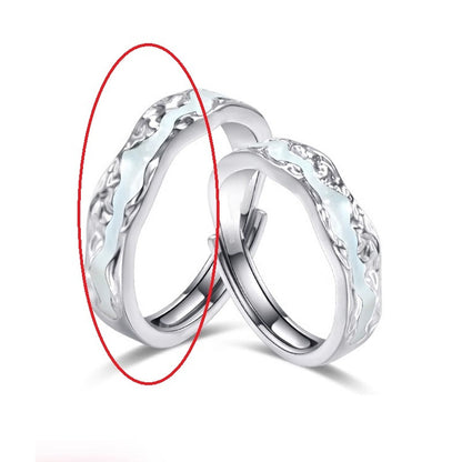Ljusårsparringar i 925 sterling silver med självlysande kall norrsken, öppen emalj för män och kvinnor
