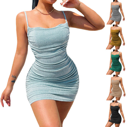 Women's Sleeveless Evening Party Bodycon Spaghetti Strap Dress