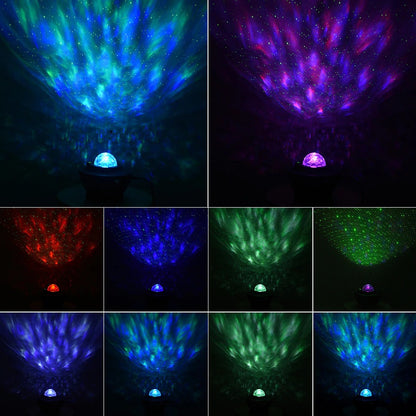 USB LED Star Nattljus Musik Starry Water Wave LED-projektorljus Bluetooth-projektor Ljudaktiverad projektorljusdekor