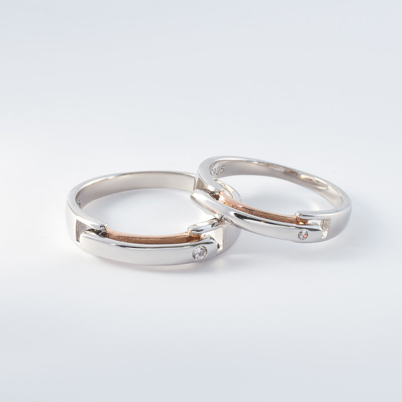 Silver Couple Rings Men And Women Pair Flip Open And Close