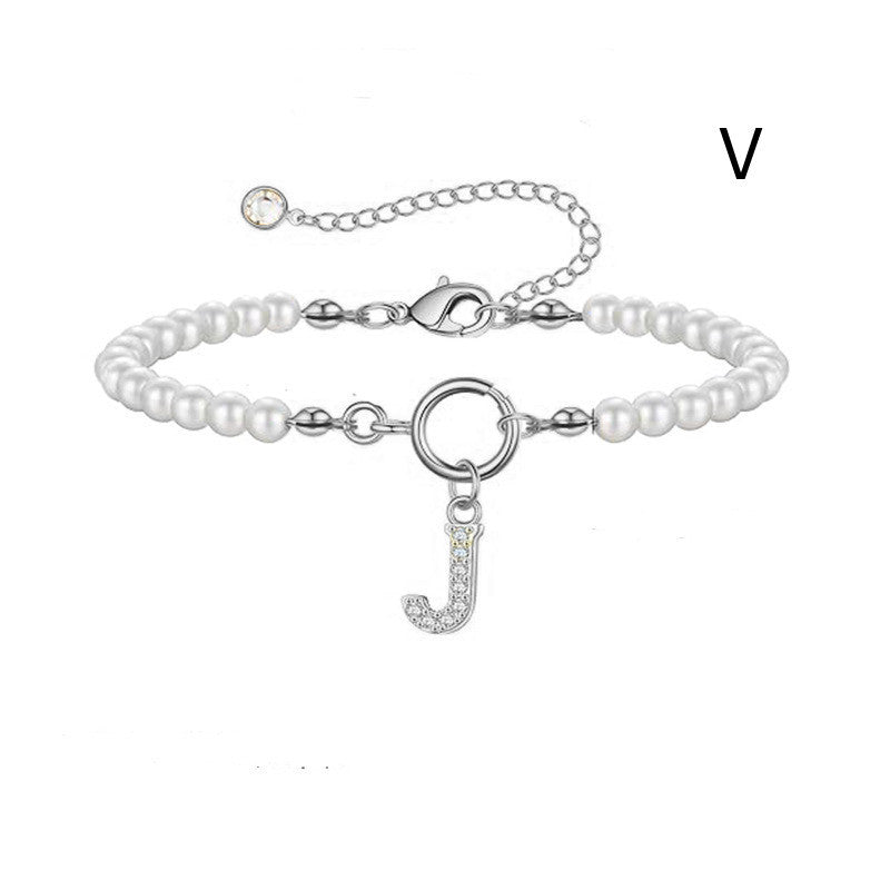 2024 Nytt Mode Toggle Lock Initial Armband Kvinnor AZ Bokstav Hänge 6mm Pärlarmband För Kvinnor Smycken Gåva