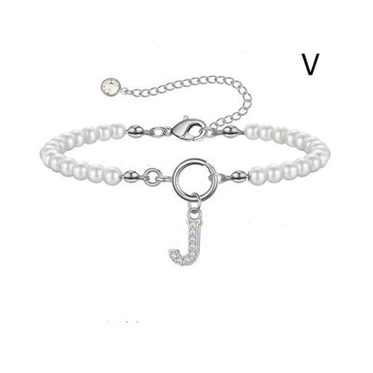 2024 Nytt Mode Toggle Lock Initial Armband Kvinnor AZ Bokstav Hänge 6mm Pärlarmband För Kvinnor Smycken Gåva