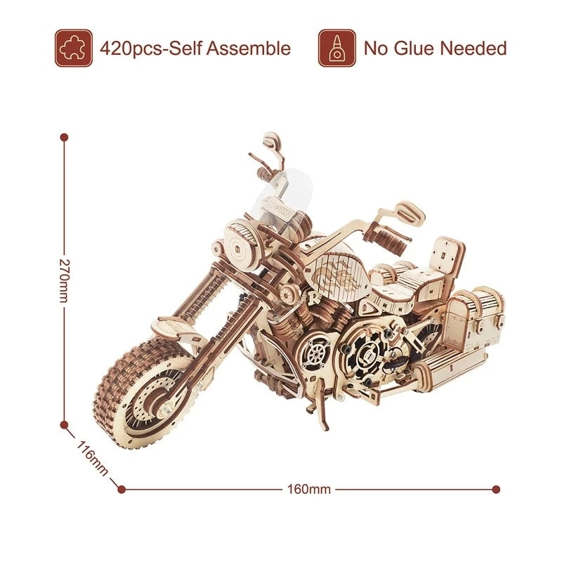 Robotime Rokr Cruiser Motorcykel DIY Trämodell 420 st Byggstenssatser Roliga leksaker Presenter Till Barn Vuxna Dropshipping