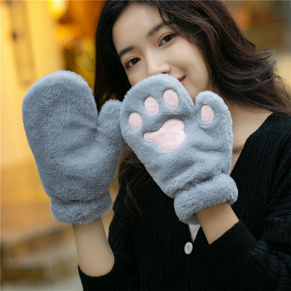 Cat's Paw Cute Plush Thickened Winter Women's Gloves