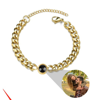 Titanium Steel Men And Women Personalized Photo Projection Custom Family Gathering Pet Couple Birthday Memory Bracele