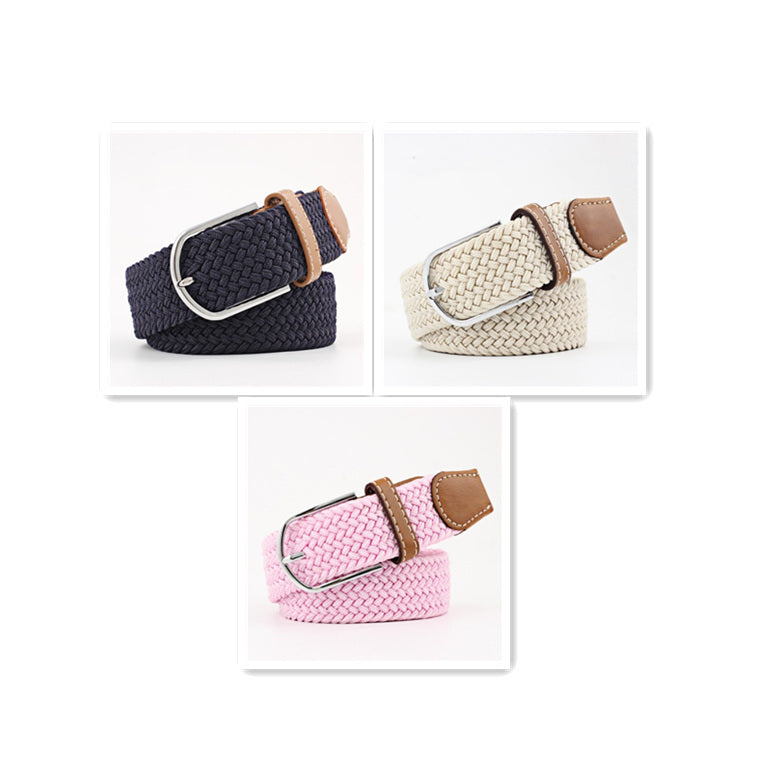Women's Canvas Student Casual Stretch Braided Needle Buckle Belt - Youthful Confidence
