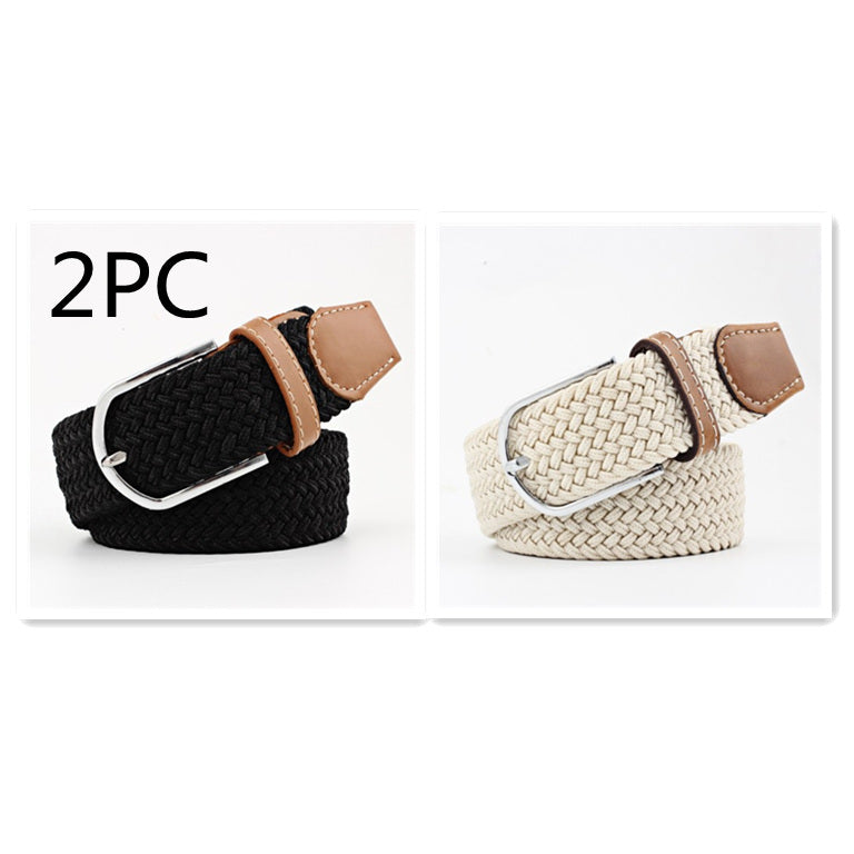 Women's Canvas Student Casual Stretch Braided Needle Buckle Belt - Youthful Confidence