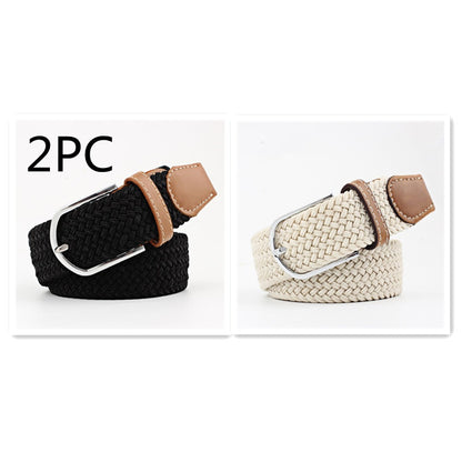 Women's Canvas Student Casual Stretch Braided Needle Buckle Belt - Youthful Confidence