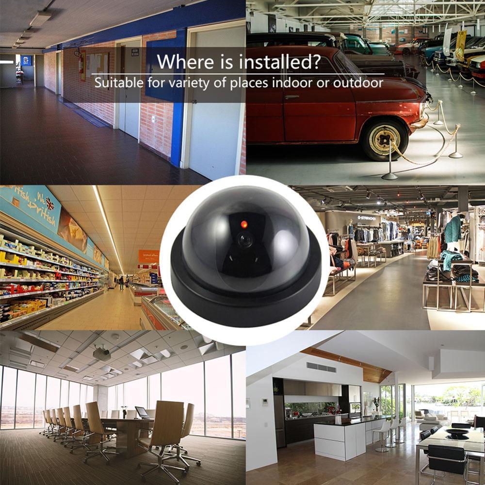 Svart plast Smart inomhus utomhus Dummy Home Dome Fake CCTV säkerhet Kamera med blinkande Röd LED Ljus.