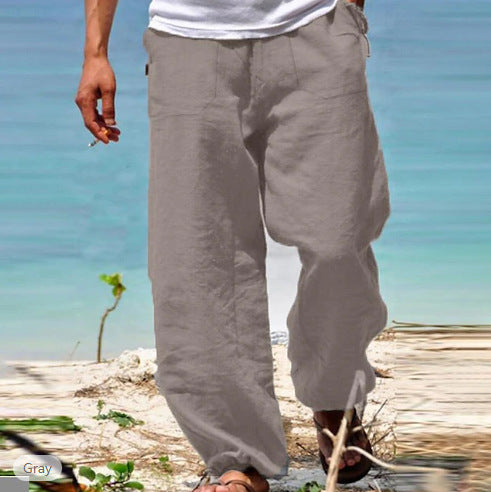 Men's Trousers Summer Drawstring Elastic Waist Beach Pants