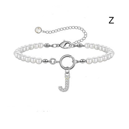 2024 Nytt Mode Toggle Lock Initial Armband Kvinnor AZ Bokstav Hänge 6mm Pärlarmband För Kvinnor Smycken Gåva