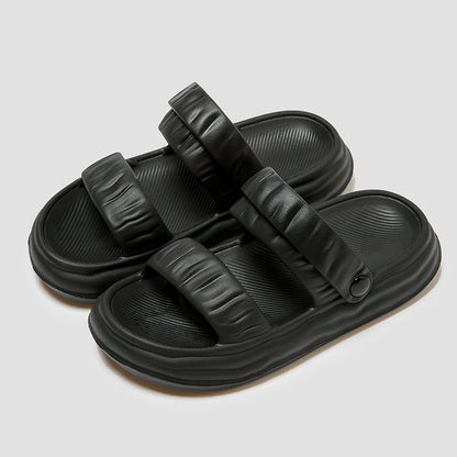 Qingchen Retro Folded Two Wears Bathroom Bathing Home Summer Anti Slip Slippers