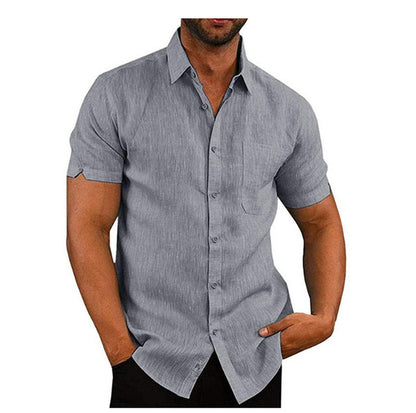 Men Short Sleeve Summer Solid Shirts Casual Loose Tops Tee