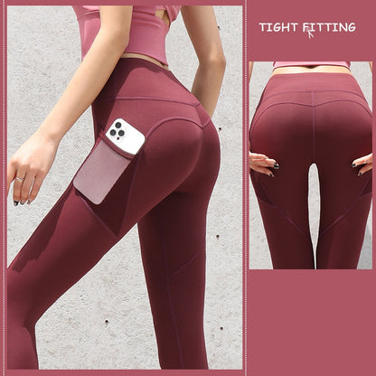 Leggings de Sport sans couture avec poches, pantalon Push Up taille haute pour femmes, Fitness, course à pied, Yoga, Leggings de Sport sans couture