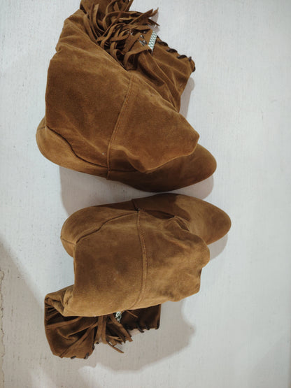 Frosted high-tube fringed women's boots