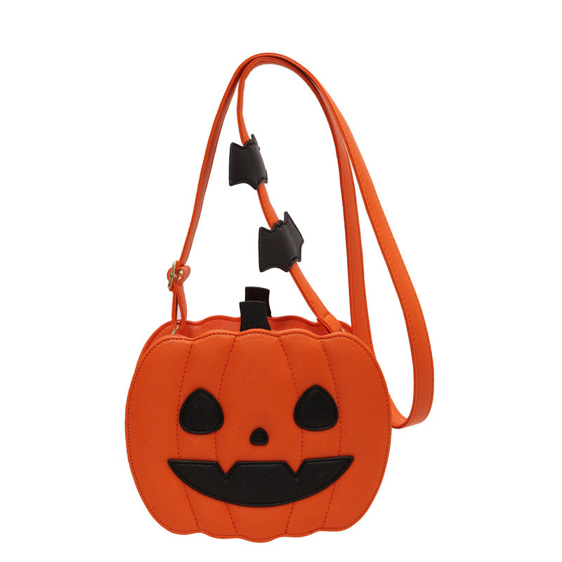 Sacs d'halloween sac à bandoulière dessin animé citrouille drôle avec chauve-souris, sac créatif personnalisé pour femme