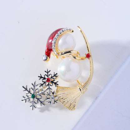 Christmas Little Snowman Söt brosch Fashion Creative Pearl Emalj