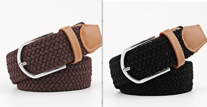 Women's Canvas Student Casual Stretch Braided Needle Buckle Belt - Youthful Confidence