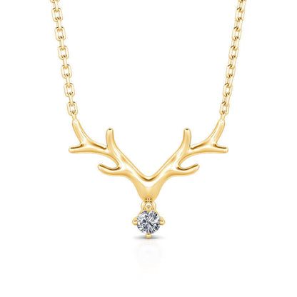 Simple Large Antlers Pendant Necklace