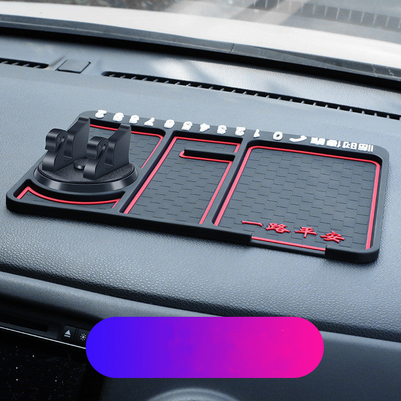 Tapis de téléphone de voiture antidérapant 4 en 1, carte de numéro de stationnement de voiture, tapis antidérapant, support de téléphone automatique, support de téléphone de tableau de bord collant Anti-glissement