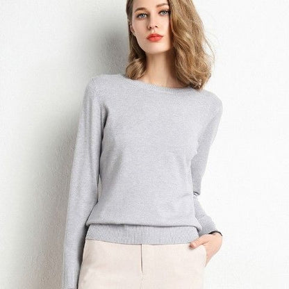 New Sweater Women Knitted Sweater Round Neck Bottoming Shirt