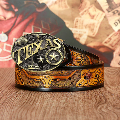 Men's And Women's Fashion Texas Cow Head Belts