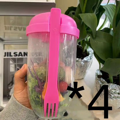 Ins Style Salad Cup With Fork And Cover Is Portable