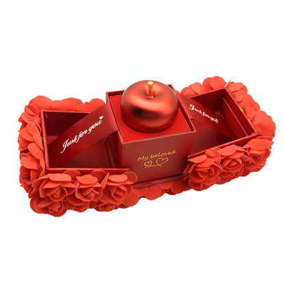 Saint Valentin Cadeau Savon Rose Coffret Cadeau Cristal Pendentif Collier Fleur Éternelle Coffret À Bijoux Cadeau D'anniversaire De Mariage Pour Petite Amie