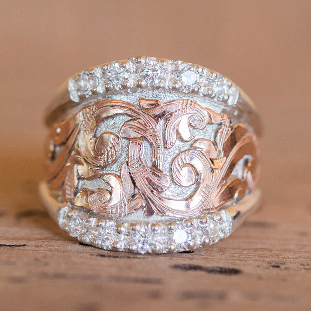 C it all Two-Tone Flower Petal Alloy Ring – US 6-10