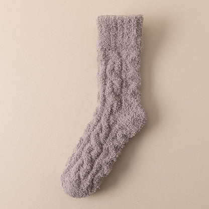 Chaussettes chaudes d'hiver en molleton de corail pour femmes et hommes, chaussettes de sol en velours épais pour dormir à la maison