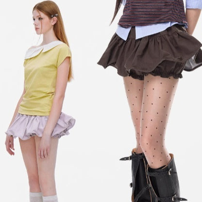 Women's Retro Pleated Ballet Skirt - Low Waist Cotton Blend