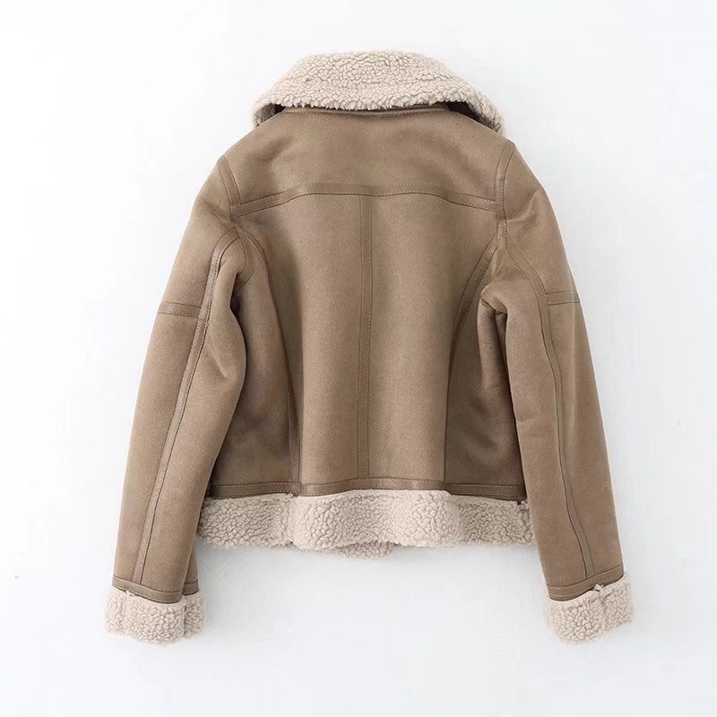 Polaire automne et hiver veste de fourrure en daim moto