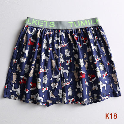 Men's Printed Boxer Shorts Loose Shorts Home Boxer Briefs Cotton