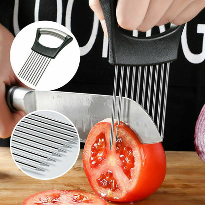 Food Slice Assistant - Rostfritt stål Lökhållare Slicer Tomat Cutter NonSlip 
