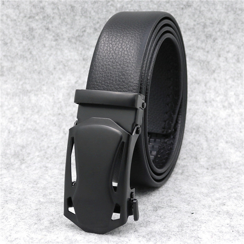 Ceinture à cliquet en cuir microfibre, boucle automatique réglable, ceintures noires pour hommes