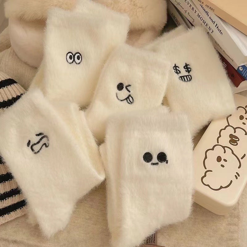 Women's Mid-calf Length Sock Cute Mink Fur Thick Winter Socks