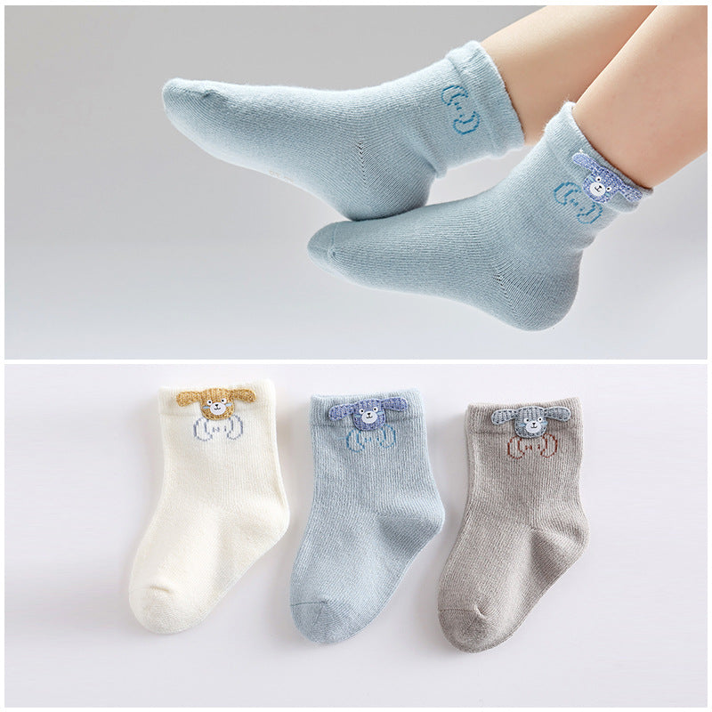 Accessoires de dessin animé, chaussettes pour bébé, chaussettes en coton désossées pour bébé