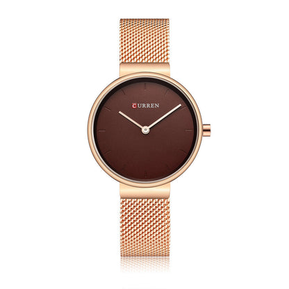 Fashion New Water Quartz Watch Women's Mesh Belt Casual Business Pointer Watch